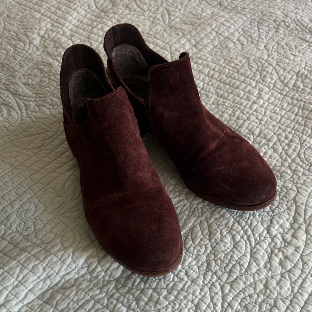 Burgundy Suede Ankle Booties